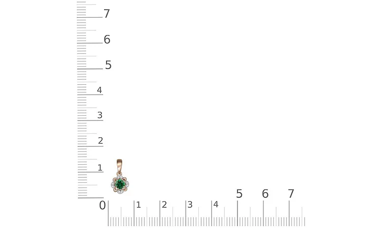 Подвеска Цветок из красного золота с изумрудом и 8 фианитами