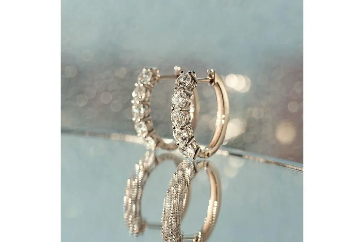 Серьги Дорожки из белого золота с 10 фианитами