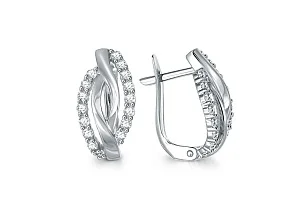 Серьги из белого золота с 32 фианитами