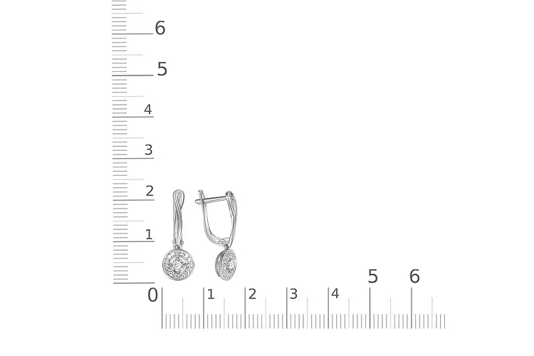 Серьги из белого золота с 36 фианитами