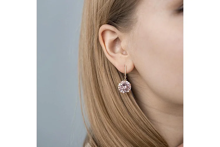 Серьги из красного золота с 2 ситаллами