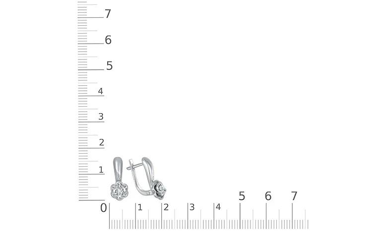 Серьги Цветы из белого золота с 4 бриллиантами