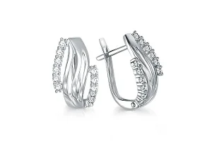 Серьги из белого золота с 24 фианитами