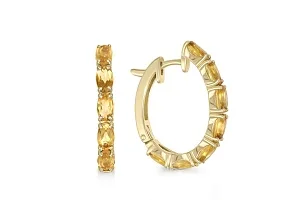 Серьги из жёлтого золота с 14 цитринами