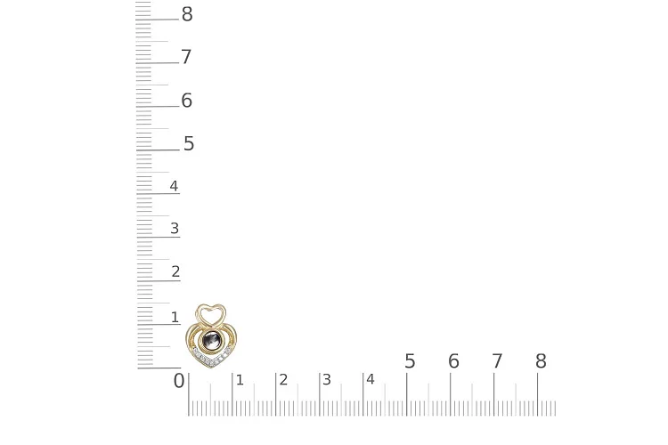 Подвеска Сердце из жёлтого золота с 10 фианитами