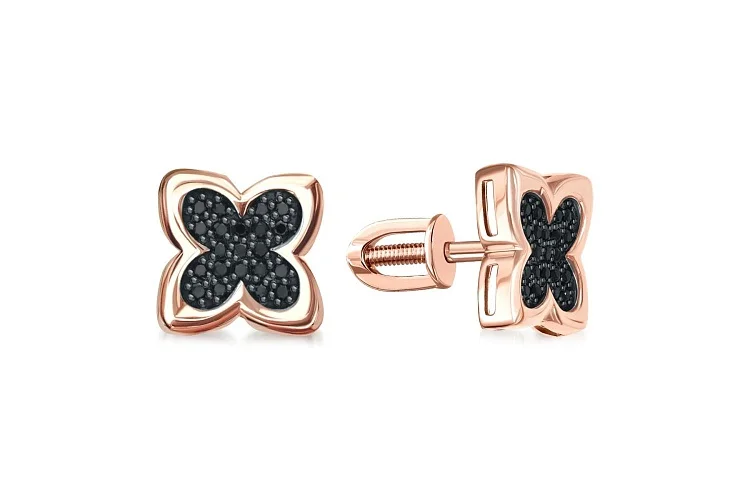 Серьги-пусеты из красного золота с 42 бриллиантами