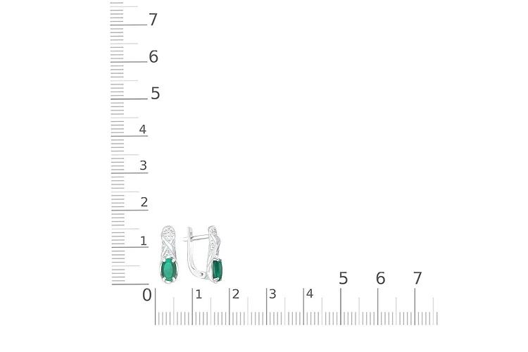 Серьги из белого золота с 2 агатами и 14 фианитами