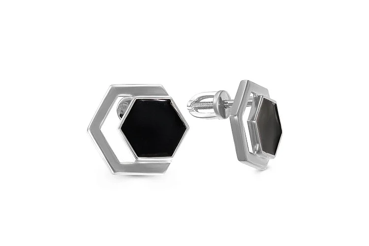 Серьги-пусеты Шестигранники из белого золота без вставок