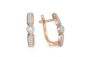 Серьги из красного золота с 18 фианитами
