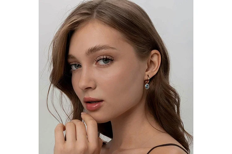 Подвеска серёг-трансформеров из красного золота с топазом swiss