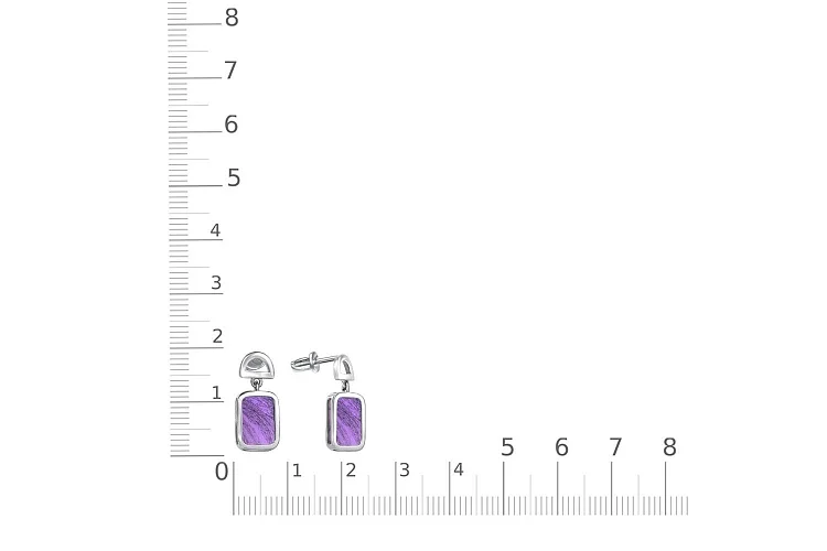 Серьги-пусеты Прямоугольники из белого золота с бирюзой
