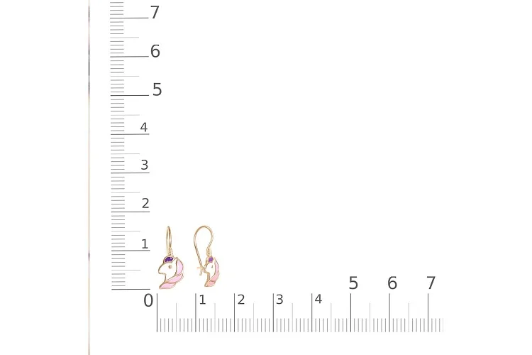 Детские серьги Единороги из красного золота без вставок