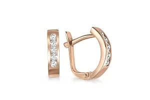 Серьги Дорожки из красного золота с 10 бриллиантами