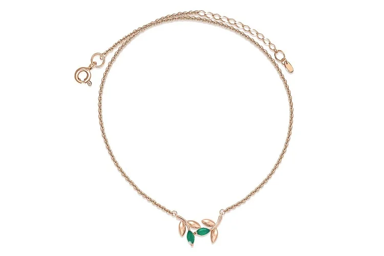 Колье Веточка из красного золота с 2 агатами