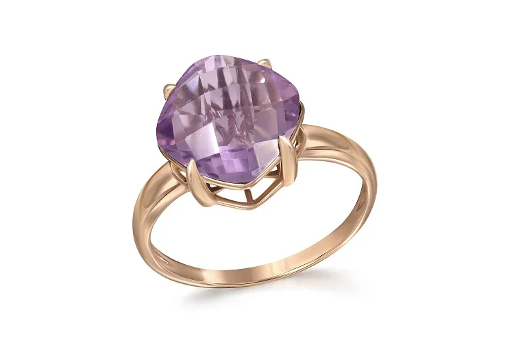 Кольцо из красного золота с аметистом