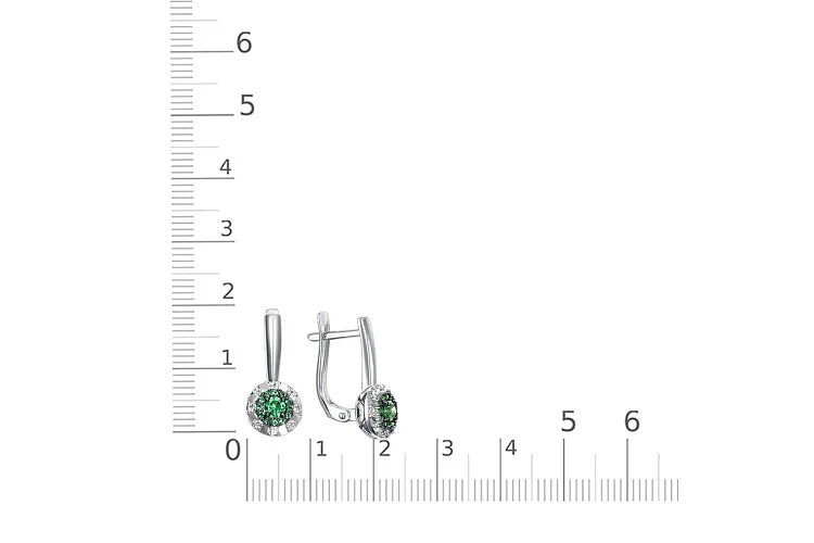Серьги из белого золота с 2 изумрудами и 40 бриллиантами
