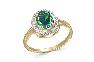 Кольцо из жёлтого золота с кварцем и 26 фианитами