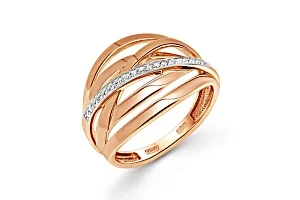 Кольцо Дорожка из красного золота с 20 фианитами