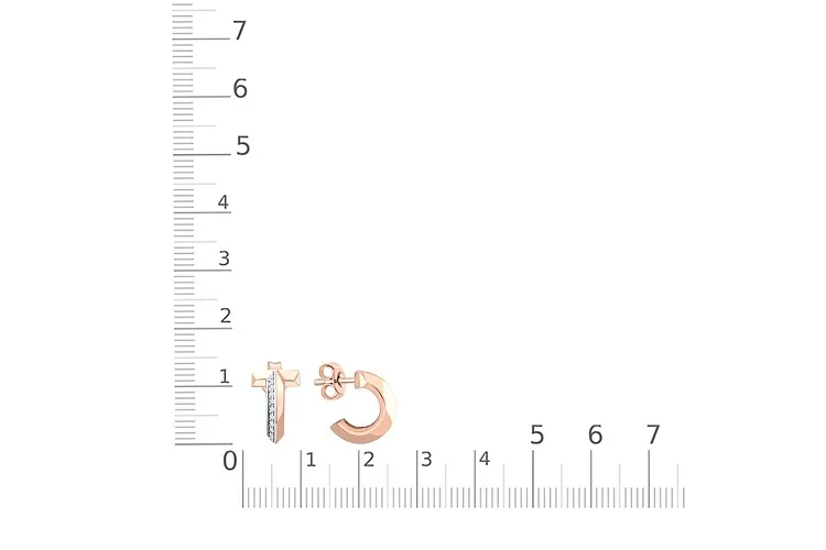 Серьги-пусеты из красного золота с 30 фианитами