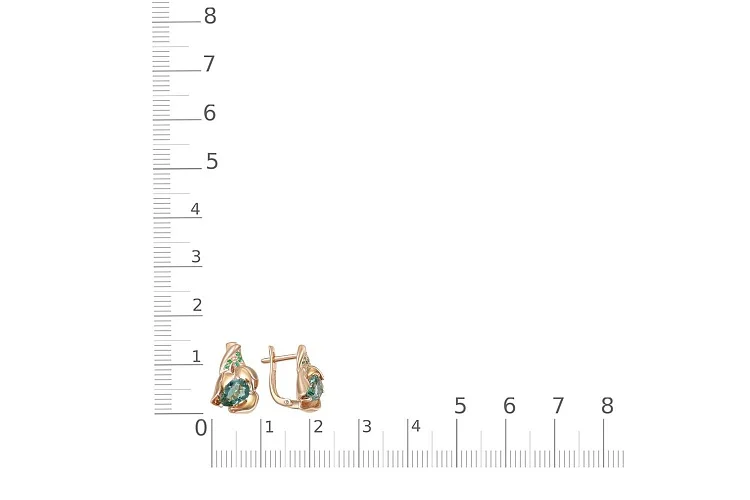 Серьги Цветы из красного золота с 2 кварцами и 10 фианитами