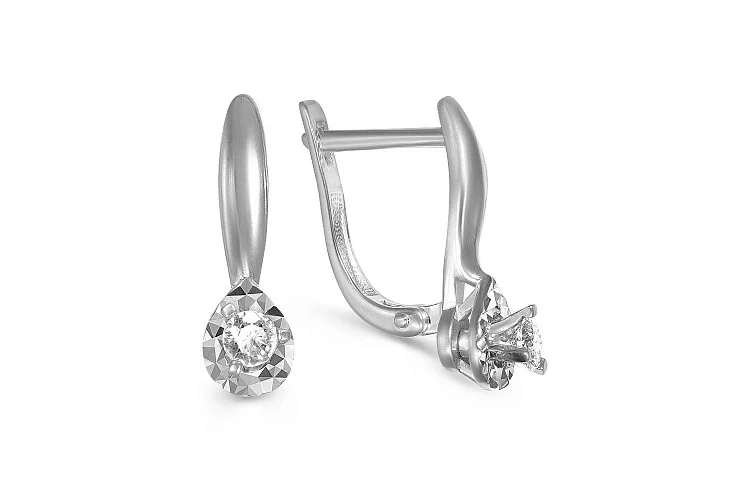 Серьги из белого золота с 2 бриллиантами