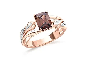 Кольцо из красного золота с раухтопазом и 10 фианитами