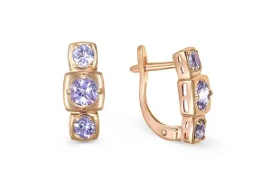 Серьги из красного золота с 6 танзанитами