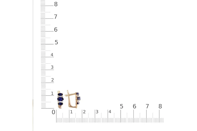 Серьги из красного золота с 6 сапфирами и 12 бриллиантами