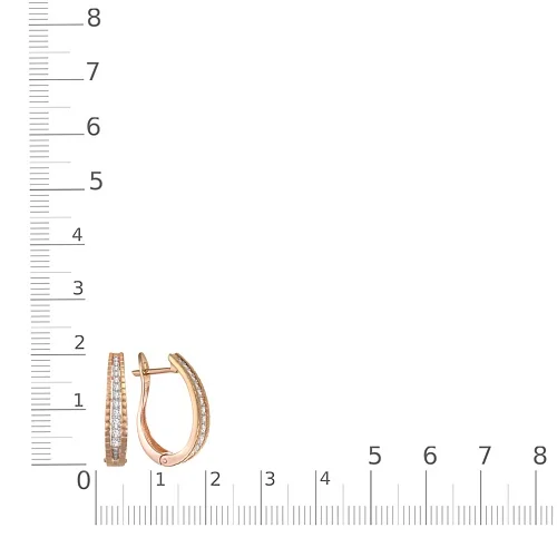 Серьги Дорожки из красного золота с 24 фианитами