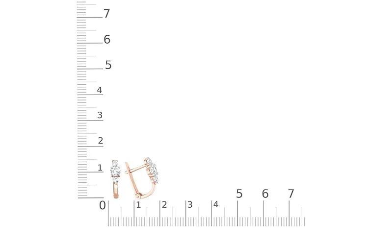 Серьги из красного золота с 6 фианитами