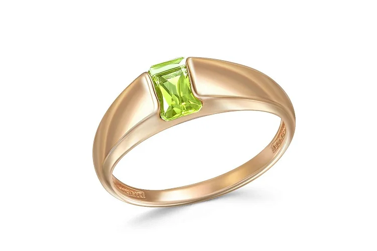 Кольцо из красного золота с хризолитом