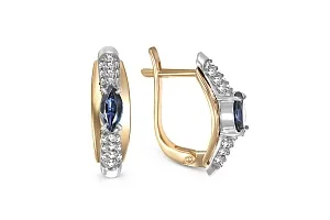 Серьги из жёлтого золота с 2 сапфирами и 40 бриллиантами