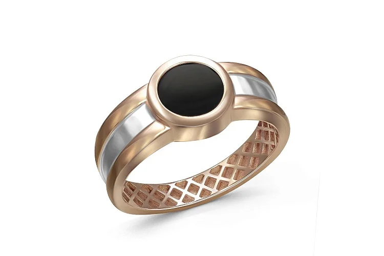 Печатка из красного золота с ониксом