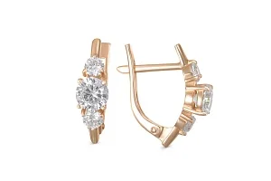 Серьги из красного золота с 6 фианитами