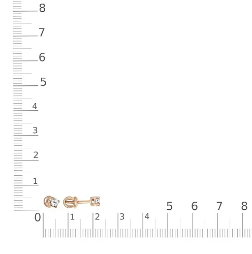 Серьги-пусеты из красного золота с бриллиантом
