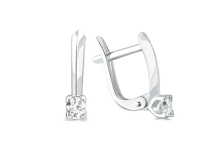 Серьги из белого золота с 2 выращенными бриллиантами