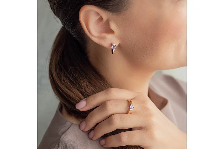 Кольцо из красного золота с аметистом