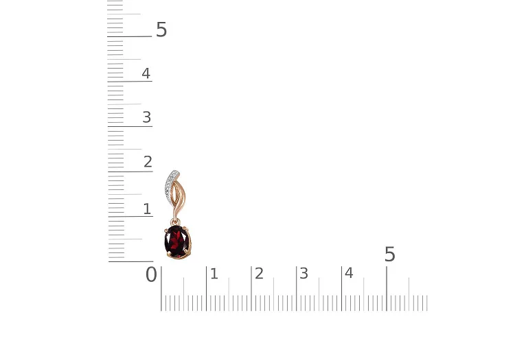 Подвеска из красного золота с гранатом и 2 фианитами