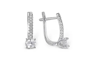 Серьги из белого золота с 46 фианитами