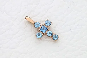 Крест из красного золота с 6 топазами swiss