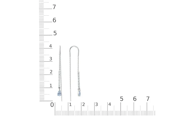 Серьги-продёвки Дорожки из белого золота с 2 топазами sky и 20 фианитами