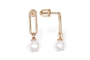 Серьги-пусеты из красного золота с 2 жемчужинами