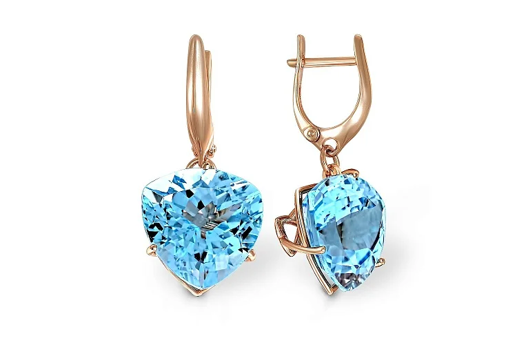 Серьги из красного золота с 2 топазами swiss