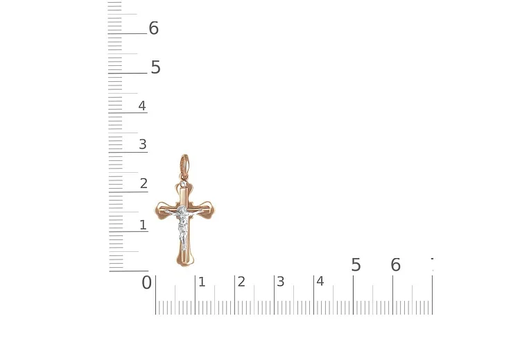 Крест из красного золота с бриллиантом