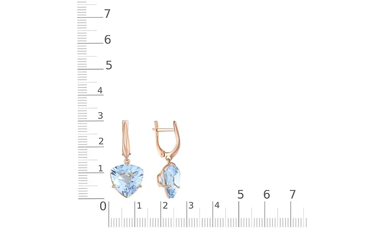 Серьги из красного золота с 2 топазами sky