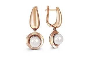 Серьги из красного золота с 2 жемчужинами