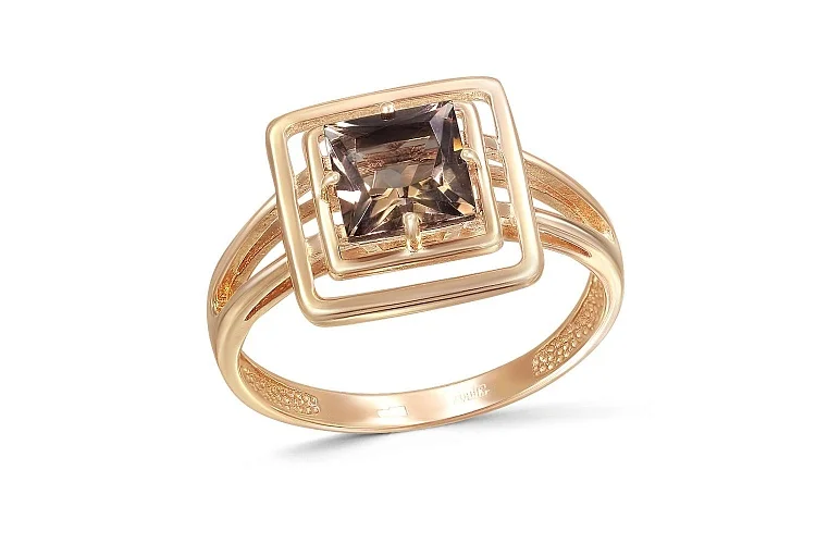 Кольцо из красного золота с раухтопазом