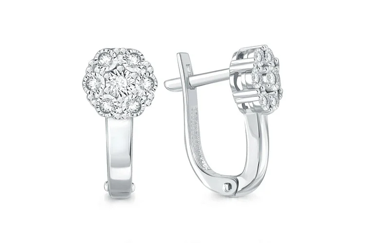 Серьги из белого золота с 14 бриллиантами