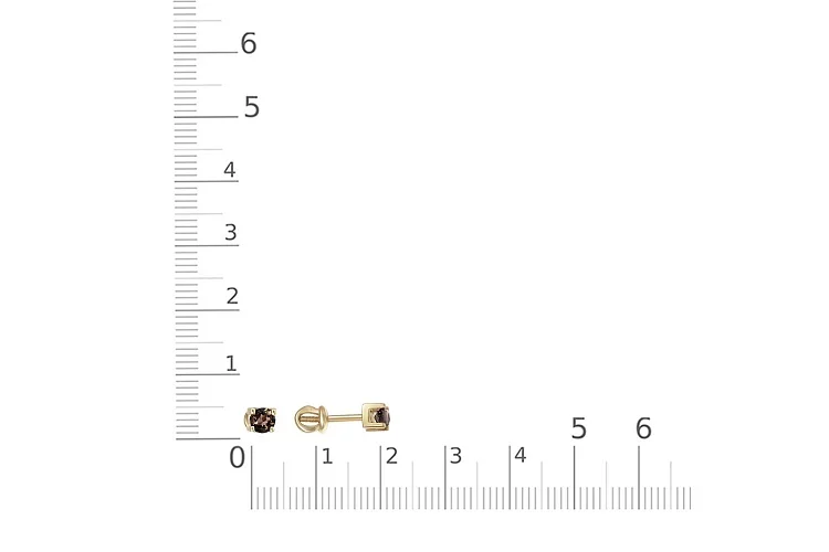 Серьги-пусеты из жёлтого золота с 2 раухтопазами