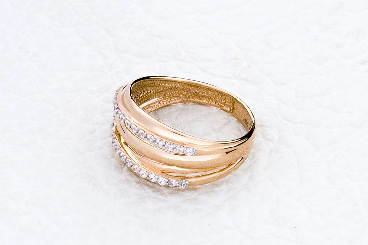 Кольцо Дорожка из красного золота с 56 фианитами